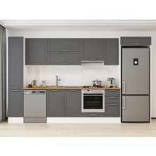 Alvinka 360X222 cm Klasik Mebran Mutfak Dolabı  MBB-E80B40S40-1 Antrasit - Suntalam