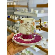 Roy King Fuşya Ayaklı Tek Kişilik Türk Kahvesi Fincanı