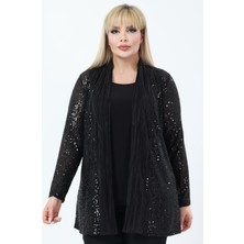 Ladies First Büyük Beden 4032 Siyah Ceket+Bluz Takım