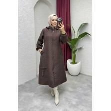 Pamuk Butik Kadın Yandan Cepli Çıkarılabilir Kapüşonlu Kapitone Mont -PMK510