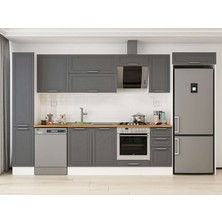 Alvinka 360X222 cm Klasik Mebran Mutfak Dolabı  MBB-E80B40S40-2 Antrasit - Suntalam