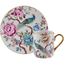 Roy King Beyaz Tavus Kuşu Tek Kişilik Türk Kahvesi Fincanı