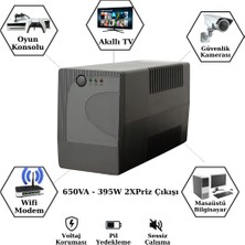 Vorex Upset Microactive 650VA 395W Line-Interactive Ups Kesintisiz Güç Kaynağı 2 Priz