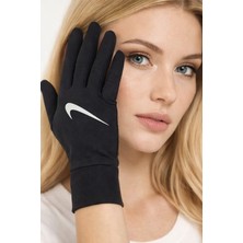 Nike Dry Lightweight Kadın Spor Eldiveni Reflektörlü Dokunmatik Uyumlu Siyah Hafif Kumaş