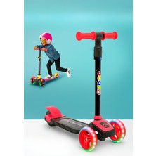 PremiumPort Çocuklar Için LED Işıklı 3 Tekerlekli Yükseklik Ayarlı Scooter