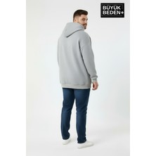 Superlife Erkek Büyük Beden Kapşonlu A Baskılı  Ince Swatshırt SPR26BSW957-12