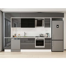 Alvinka 360X240 cm High Gloss Mutfak Dolabı MBB-E80B40S40-3 Antrasit - Mdf
