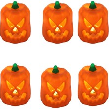 PremiumPort 6'lı Halloween Balkabağı LED Işık Seti, Gülen Yüz, Pilli, Dekorasyon