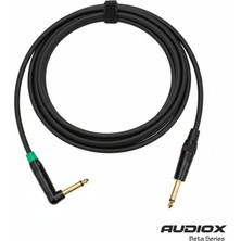 AUDIOX Beta Series 6.3 mm L Tipi Jak (90°) → 6.3 mm Düz Jak Kablo | Enstrüman / Gitar / Pedal / Amfi Ses Bağlantı Kablosu