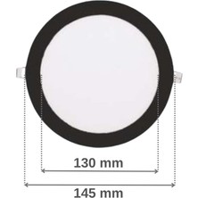 Huzur Elektrik 9W 3200K Günışığı Işık Sıva Altı Siyah Kasa Yuvarlak LED Panel