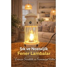 AA Ahşap Ahşap Gövdeli Dekoratif Nostaljik Fener Lamba – Sıcak Işık, Ev & Kafe Ortam Lambası