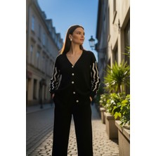 Mandala Tekstil Kadın Zikzak Desenli Alt Üst Triko Takım