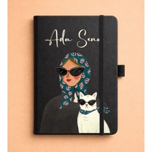 Senada Kişiye Özel Isim Yazılı Tarihsiz 192 Sayfa Mini Termo Defter Baskılı Desenli 9X14 cm Siyah Kişiselleştirme-20