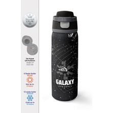 Coral High Siyah Galaxy Desenli Pipetli ve Direkt Içim Çelik Termos 800 ml 38533