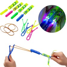 PremiumPort Parlayan LED Işıklı Lastikli Uçan Sapan ve Fırıldak Seti, 5 Adet