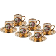 Roy King Altın Işlemeli 6 Kişilik Türk Kahvesi Fincanı