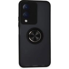 Ismiyl  Vivo Y17S Kılıf Montreal Yüzüklü Silikon Kapak - Siyah 255669