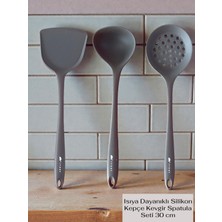 Multiamo Isıya Dayanıklı Yanmaz Yapışmaz Kepçe Spatula Kevgir Seti 3 Parça