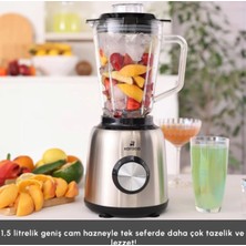 Özbience Inox Smoothie Blender 1000W Cam Hazneli Buz Kırma Özelliği Ahşap - Beyaz Renk