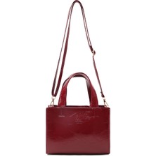 SHAKA Kırışık Dokulu Bordo SHK282 Suni Deri, Fermuarlı,tek Bölmeli, El,kol ve Omuz Çantası