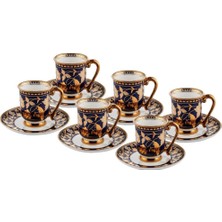 Roy King Lacivert Altın 6 Kişilik Türk Kahvesi Fincanı