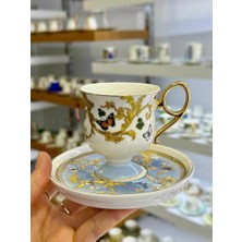 Roy King Mavi Ayaklı Tek Kişilik Türk Kahvesi Fincanı