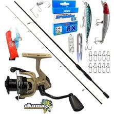 Oslo Okuma Outrax 3000 244CM 15-40GR Okuma Wave Power Rapala Maket Balık Spin Olta Takımı Seti