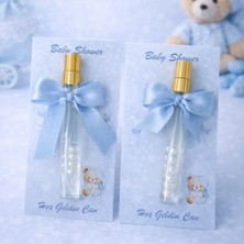 Baby Shower Kartlı Hediyelik Kolonya Şişesi - Şık Kurdele Fiyonk Detaylı ,inci Kolonya Şişesi - 10 Adet