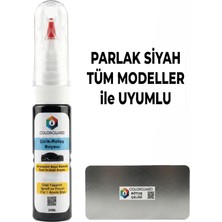 COLORGUARD Parlak Siyah Tüm Modeller ile Uyumlu İğneli ve Fırçalı Özel Tasarım Şişe Rötuş Boyası ve Profesyonel Rötuş Çeliği Seti