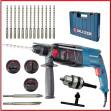 PremiumPort 3000W Kırıcı Delici Seti, Yedek Mandren ve 15 Uç ile Güçlü Matkap