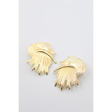 Royaleks Metal Yaprak Küpe - Altın