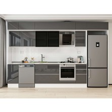 Alvinka 360X240 cm High Gloss Mutfak Dolabı MB-E80S40S40-3 Antrasit - Suntalam
