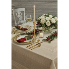 Zeria Home Dertsiz Su Geçirmez Jakarlı Polyester Yemek Masa Örtüsü