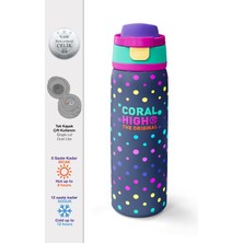 Coral High Lacivert Puantiyeli Desenli Pipetli ve Direkt Içim Çelik Termos 800 ml 38534
