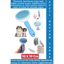 Wintoup Evcil Hayvan Kendinden Tuşlu Otomatik Temizlenen Masaj Etkili Pet Kedi Köpek Tüy Toplama Tarağı Mavi
