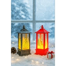 PremiumPort LED Işıklı Noel Feneri 2’li Set, Çam Ağacı ve Bambi Temalı Yılbaşı Dekoru
