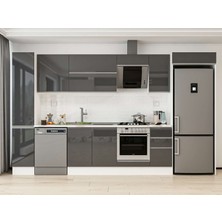 Alvinka 360X222 cm High Gloss Mutfak Dolabı MBB-E80B40S40-2 Antrasit - Mdf