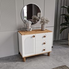 Guneystore Rosa Komple Mdf Atlantik Çam - Beyaz Aynalı Şifonyer