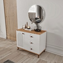 Guneystore Nevada Komple Mdf Atlantik Çam - Beyaz Aynalı Şifonyer