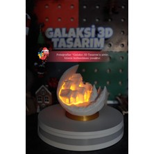 PremiumPort Ay Üzerinde Işıklı Yılbaşı Köyü 3D LED Masa Lambası, Şık Dekorasyon