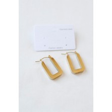 Royaleks Dikdörtgen Çelik  Küpe - Altın