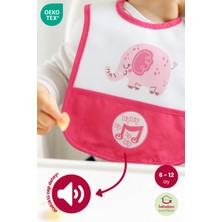Bebekevi Düdüklü Cepli Sıvama Mama Önlüğü - Mutlu Fil Pembe Çocuk Önlüğü