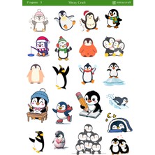 Miray Craft Penguen Temalı Sticker Sayfası – Sevimli Kış & Günlük Tasarımlar (12×17 Cm)