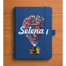 Senada Kişiye Özel Isim Yazılı Tarihsiz 192 Sayfa Mini Termo Defter Baskılı Desenli 9X14 cm Lacivert Çizim No 17