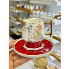 Roy King Kırmızı Ayaklı Tek Kişilik Türk Kahvesi Fincanı