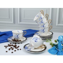 Roy King Paulına Mavi 6 Kişilik Türk Kahvesi Fincanı Desen1