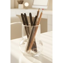 Oduman Minimalist Şeffaf Cam Kalemlik - Masaüstü Ofis Organizer (11X9 Cm)