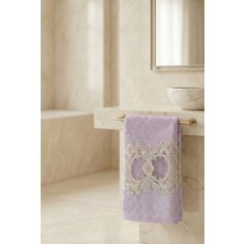 Class Bambu Dantelli El ve Yüz Havlusu 50 x 90 cm Mahber Lila 1 Adet Tekli Kutulu 250 Gram