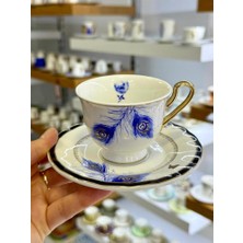 Roy King Paulına Mavi Tek Kişilik Türk Kahvesi Fincanı Desen2