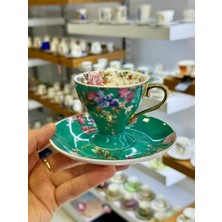 Roy King Yeşil Çiçekli Tek Kişilik Türk Kahvesi Fincanı